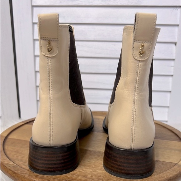 SAM EDELMAN l Thelma Chelsea Tan Ankle Boot Square Toe Elastic Side Panels Sz. 6 - Picture 7 of 13